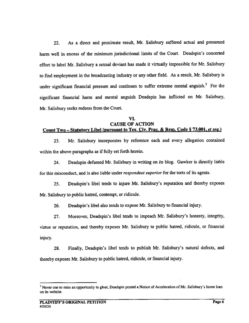 Illustration for article titled Sean Salisbury's Lawsuit